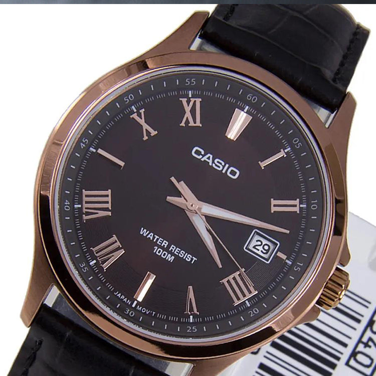 CASIO Male DRESS Japan / South Korea Fashion Mens BlackGold Analog MTP-1383RL-5A