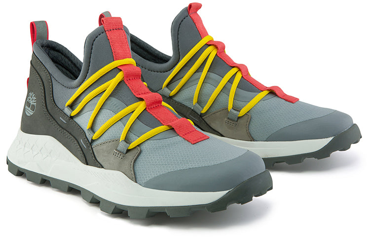 Timberland Brooklyn Leather and Fabric Oxford Trainers 'Medium Grey Mesh with Red' A2HTBW