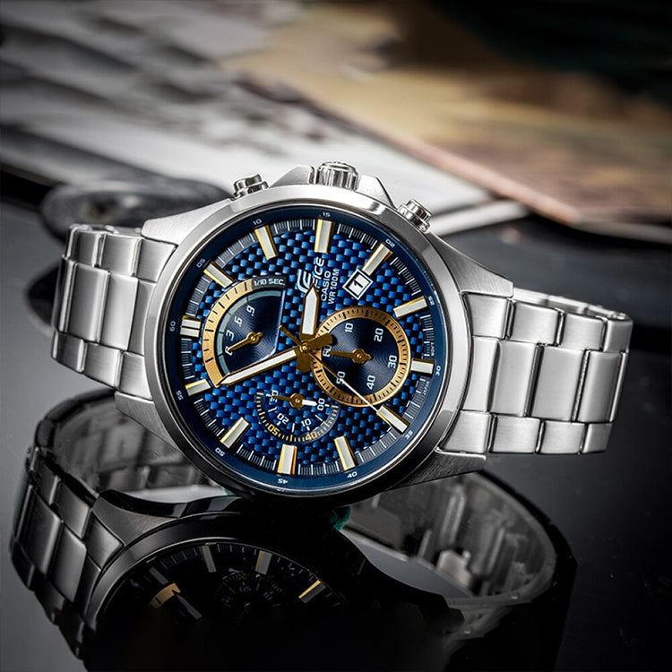 CASIO Waterproof EDIFICE Mens SilverWhite Analog EFV-530D-2A
