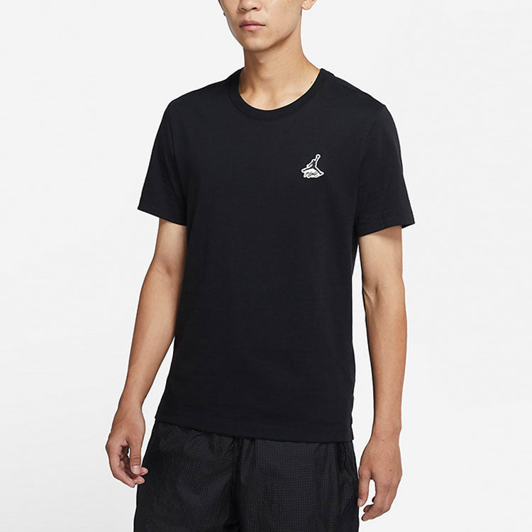 Men's Air Jordan Printing Short Sleeve Casual Embroidered Short Sleeve Black T-Shirt DH3613-010