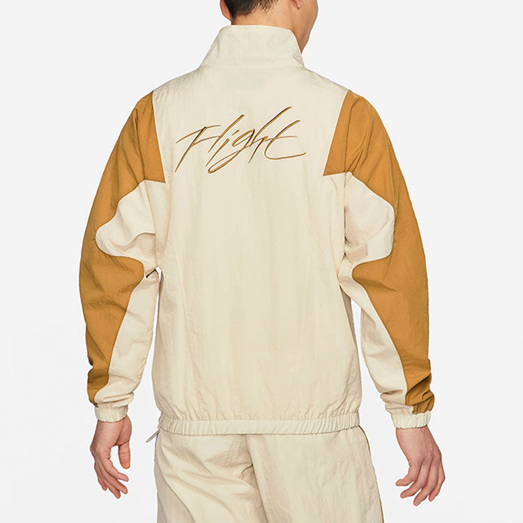 Air Jordan Flight Stitched Casual Sports Collar Jacket For Men Wheat CV3151-275