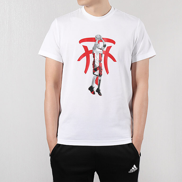 adidas Basketball Sports Round Neck Short Sleeve White DU6438