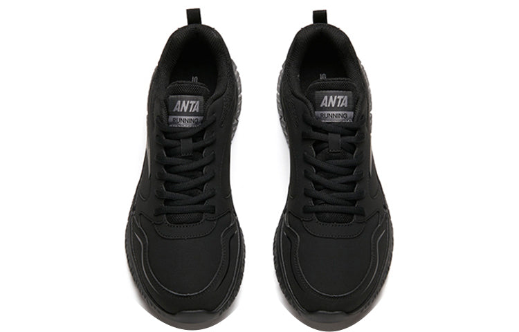 ANTA Running Series Sneakers Leather 'All Black' 912035527R-11
