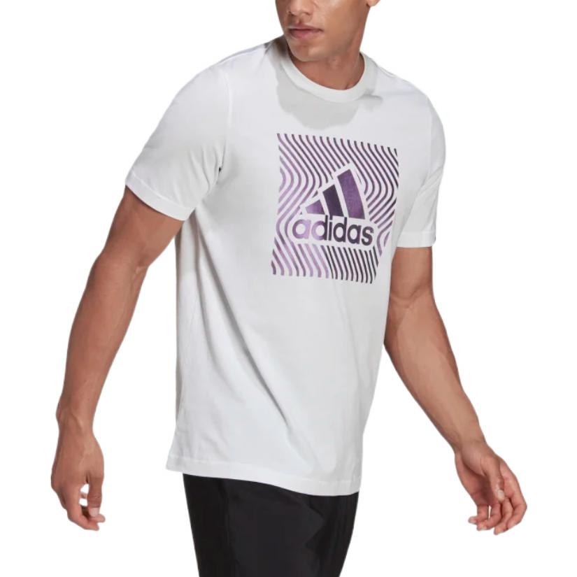 Men's adidas Chest Logo Printing Round Neck Short Sleeve White T-Shirt GS6279