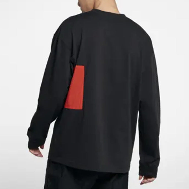 Men's Nike ACG Casual Sports Pullover Long Sleeves Black T-Shirt 'Black Habanero Red' BQ7289-010