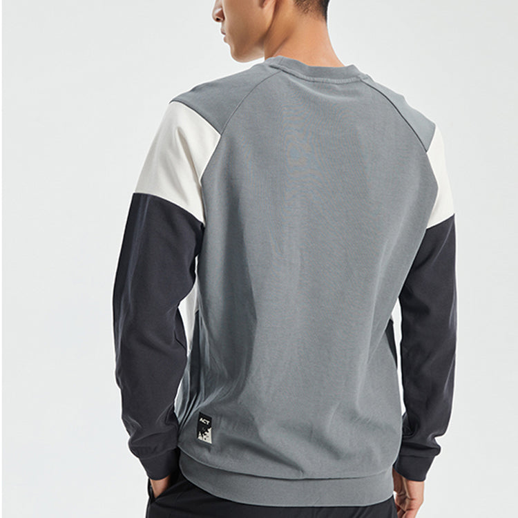 Li-Ning Contrasting Colors Sports Training Pullover Round Neck 'Grey' AWDQ443-2