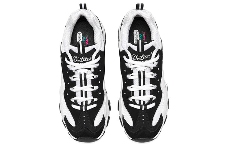 (WMNS) Skechers D'Lites low Dad Shoes GS Black/White/Grey 12493-BKW