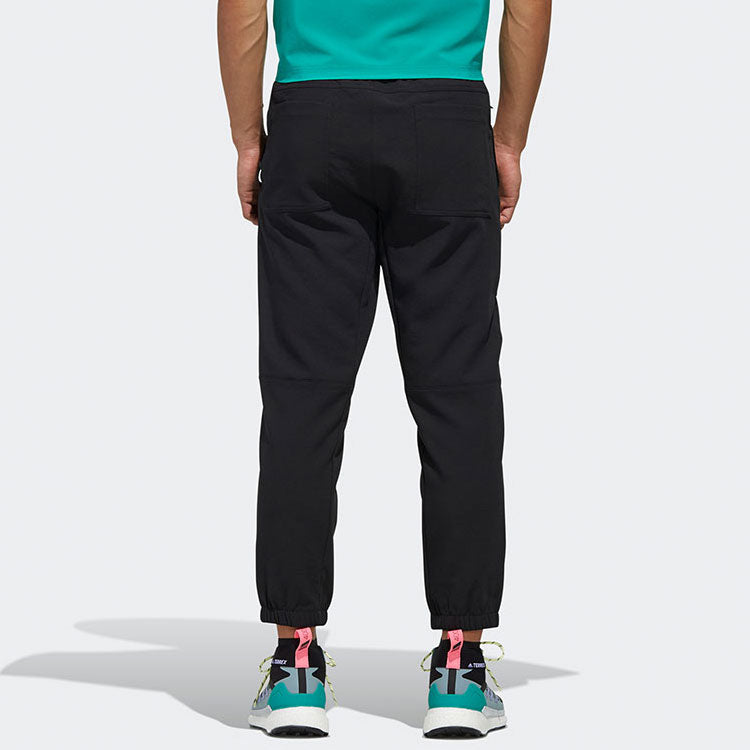 Men's adidas Solid Color Outdoor Sports Woven Breathable Long Pants/Trousers Black FN0857