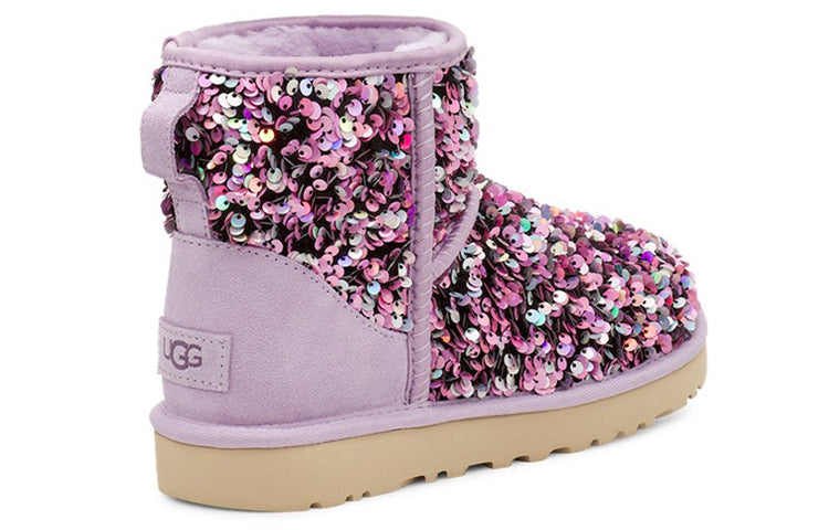 (WMNS) UGG Classic Mini Stellar Sequin Snow Boots Purple 1112515-LFST