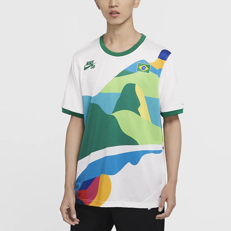 Nike SB x Parra Crossover Brazil Colors Pattern Tee 'White Multi' CT6087-100