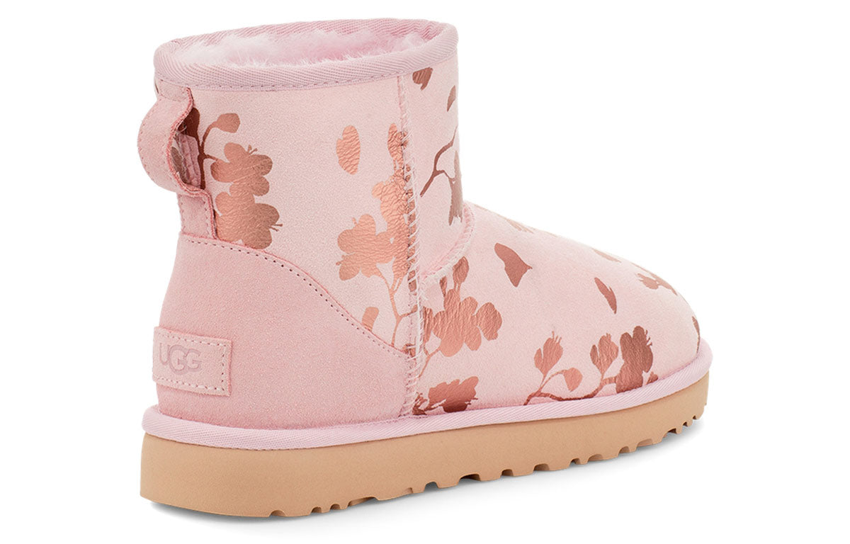 (WMNS) UGG Classic Mini Floral Foil Pink Red Fleece Lined 1118163-SLPN