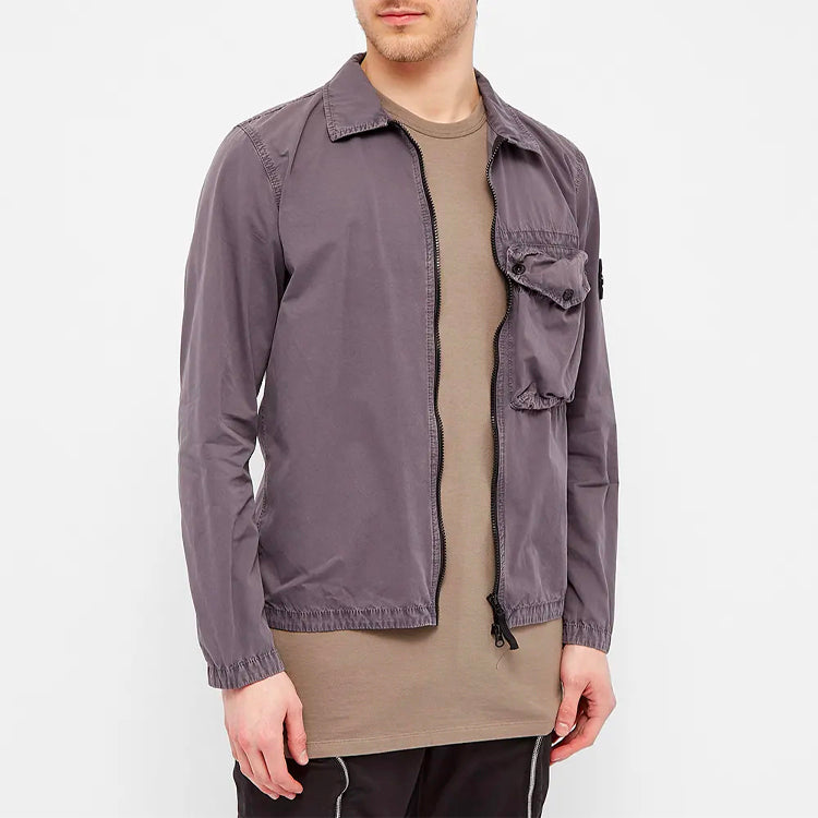 Men's STONE ISLAND SS21 Solid Color Pocket Logo Casual Jacket Gray 7415117WN-V0163