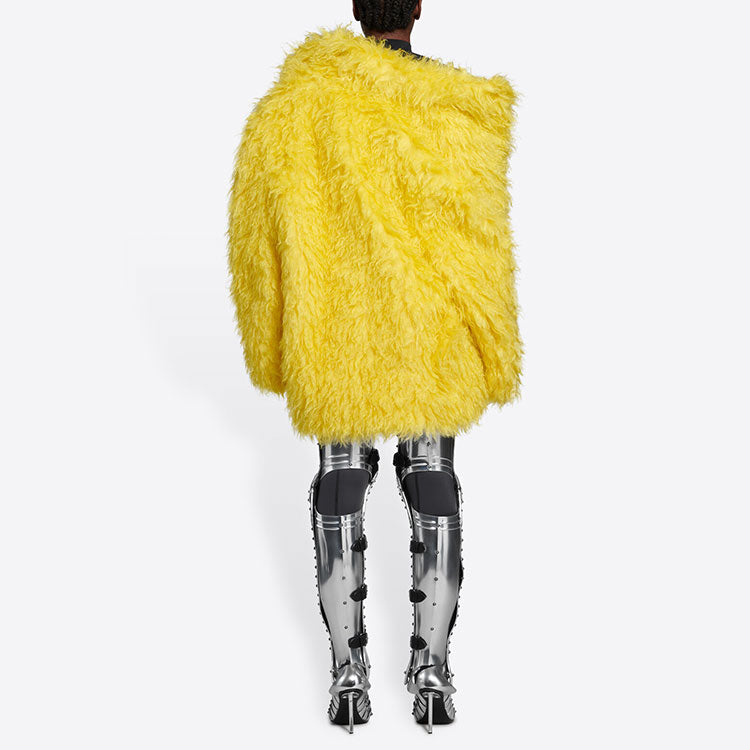 Balenciaga Unisex FW21 Faux Fur Jacket Yellow 663000TKQ077200