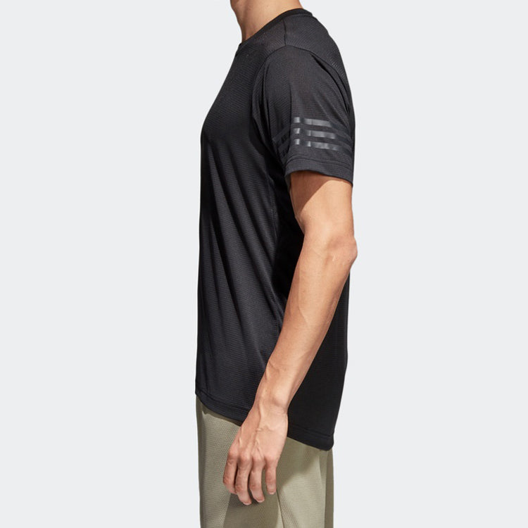adidas Round Neck Short Sleeve Sports Training Black CW3927