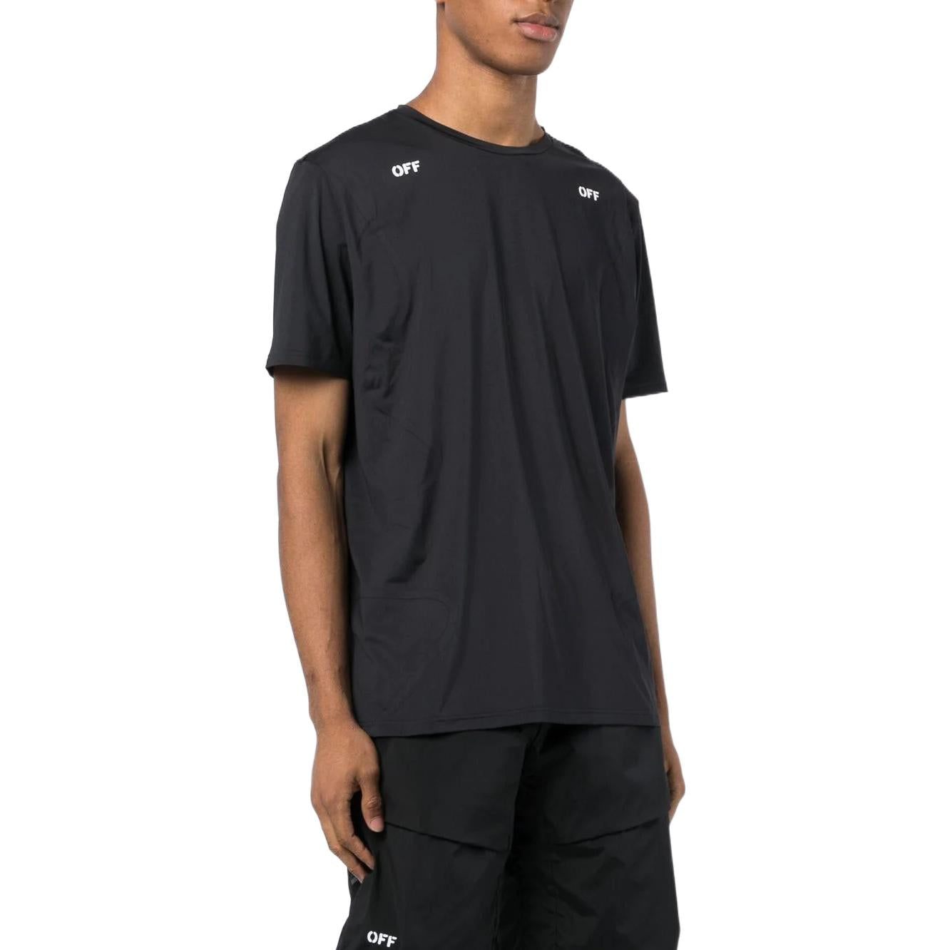 Men's Off-White Printing Arrow Pattern Round Neck Short Sleeve Black T-Shirt OMVA031S22FAB0011010