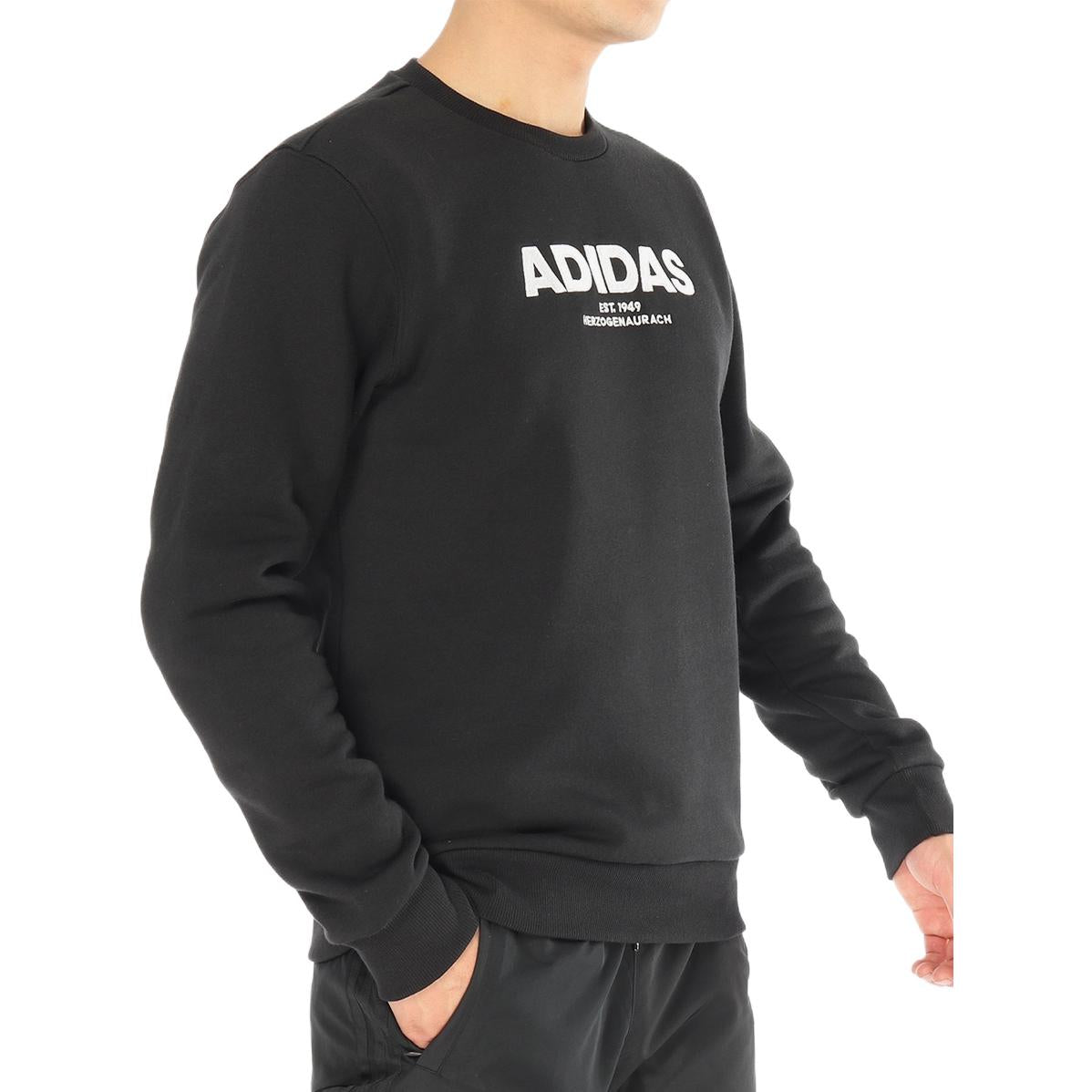 adidas Alphabet Round Neck Long Sleeves Hoodie Men's Black CZ9075