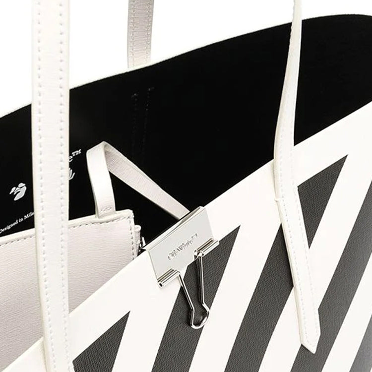 Off-White Binder Shopper Bag 'White Black' OWNA142R21LEA0010110
