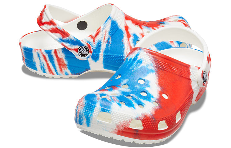 Crocs Classic Pattern Wear-Resistant Non-Slip Sports Unisex White Blue Red Sandals 'White Blue Red' 205453-928