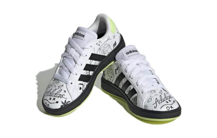 (GS) adidas Grand Court 2.0 'White Black Lime' IG4853
