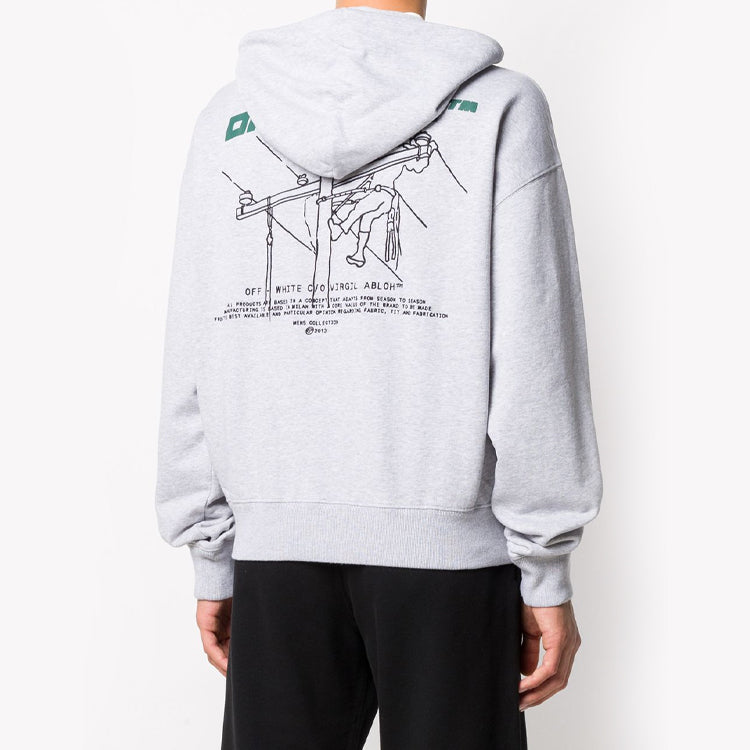Off-White FW20 Trellis Worker Hooded Pullover Men Grey OMBB037E20FLE0100855