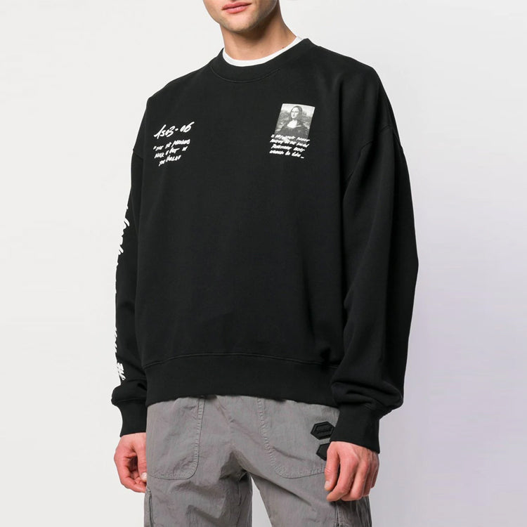 Off-White SS19 Back Mens Logo Mona Lisa Round Neck Sweater OMBA035S190030051020