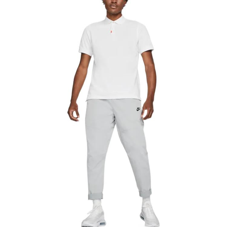 Men's Nike Solid Color Logo Embroidered Half-Fastening Pullover Short Sleeve White Polo Shirt DB3264-100