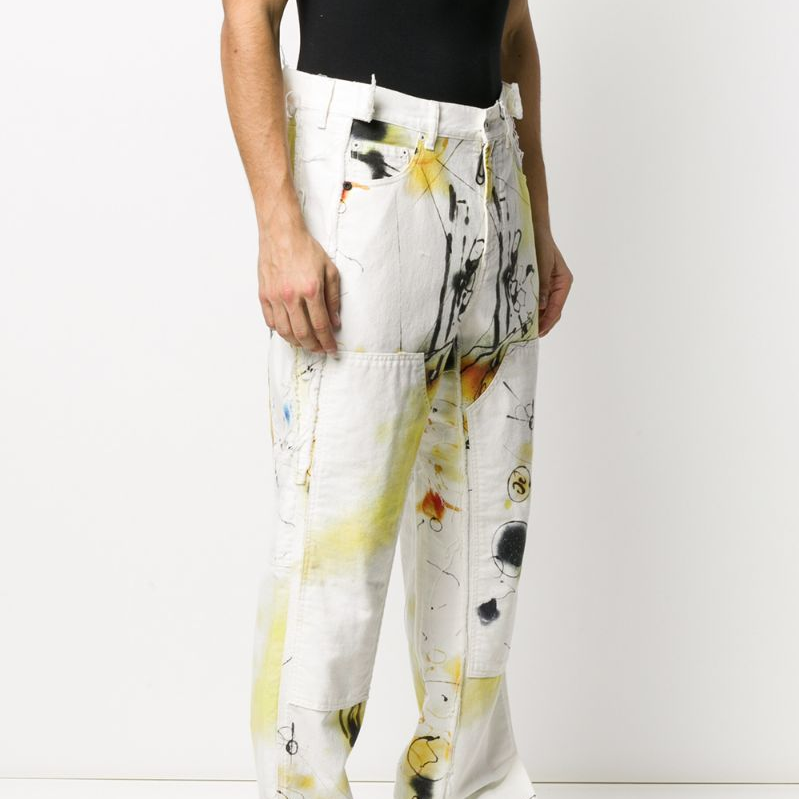 Men's Off-White SS22 Printing Straight Casual Pants/Trousers Loose Fit OMYA075S20H470289988ALL