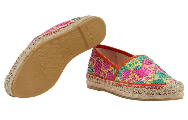 (WMNS) Gucci GG Espadrille Herringbone Straw Leather 'Multicolour' 703613-UYG10-8360