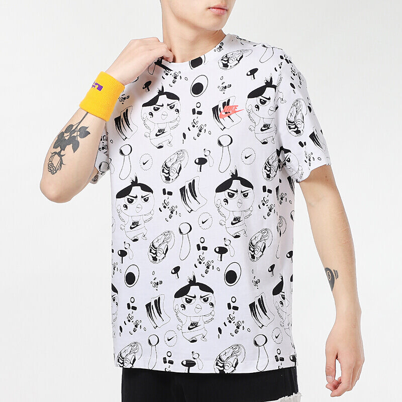 Nike Cartoon Pattern Full Print Sports Short Sleeve White DD1325-100