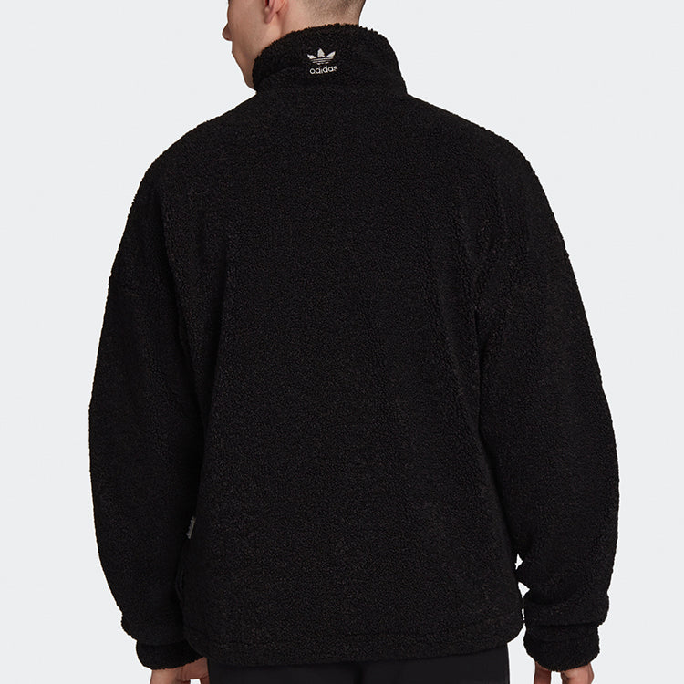 adidas originals Contrasting Colors Large logo Pattern lamb's wool Jacket Black GC8695