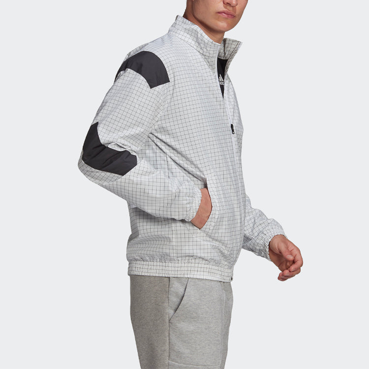 adidas Plaid Pattern Loose Zipper Jacket White GL5689