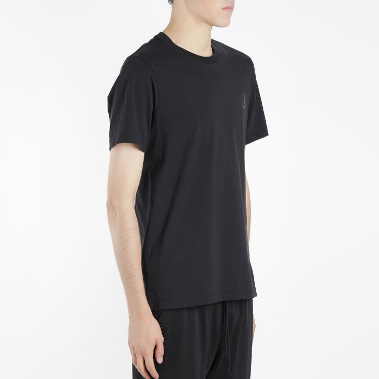Men's Y-3 Solid Color Logo Printing Round Neck Short Sleeve Black CY6936