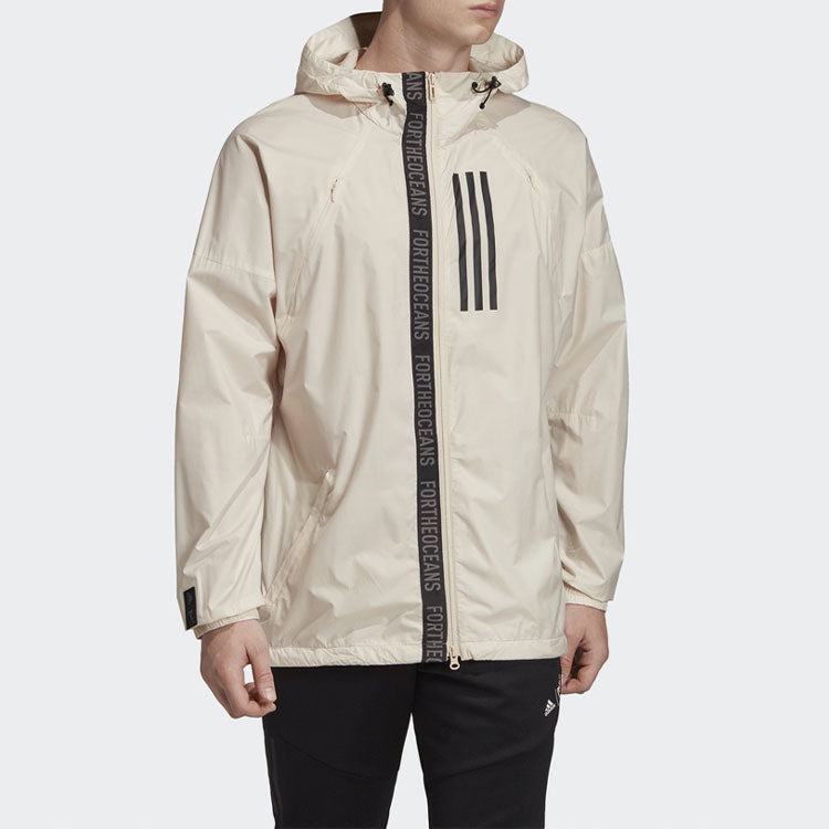 adidas WND M Casual Sports hooded Woven Jacket Beige DX9290