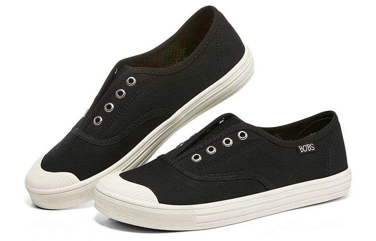 (WMNS) Skechers Bobs B Cool Low-Top Slip-On Shoes Black/White 113826-BLK