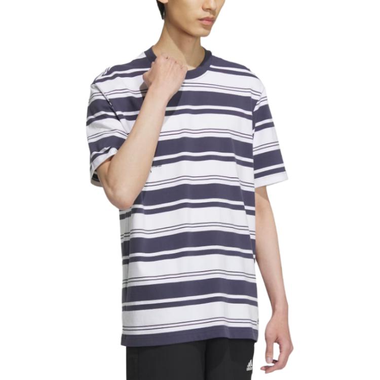 adidas Sportswear Stripe T-Shirts 'White Purple' IS4959