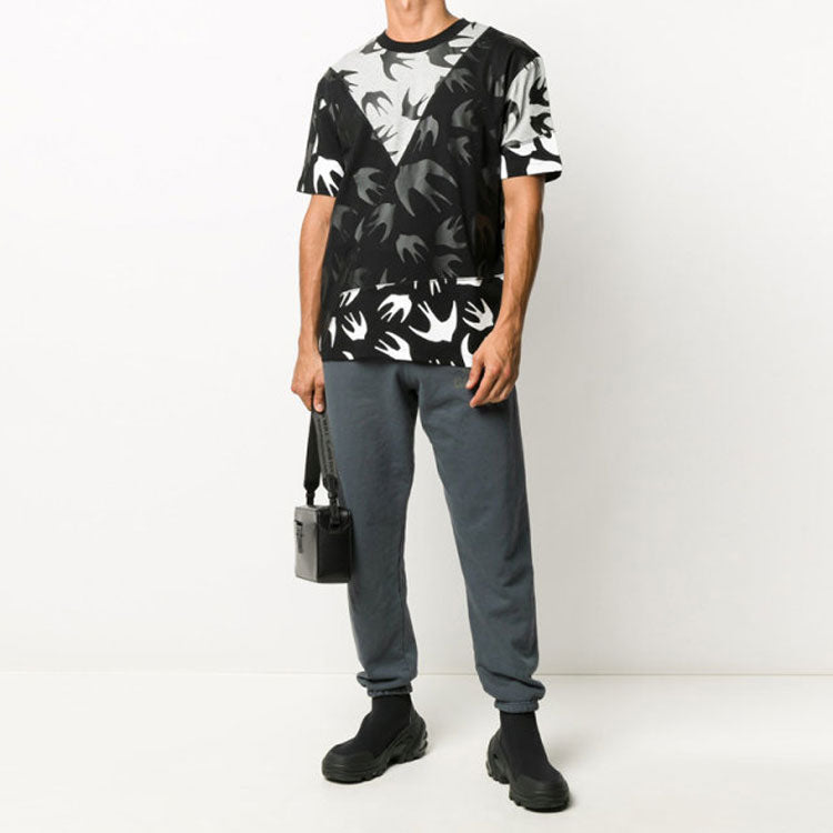 Men's McQ Alexander McQueen Swallow Pattern Round Neck Short Sleeve Colorblock 477018-RPT50-1073