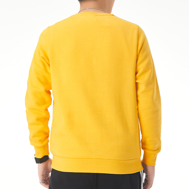 adidas E 3s Crew Fl logo Printing Fleece Stay Warm Casual Sports Pullover Round Neck Yellow GD5387