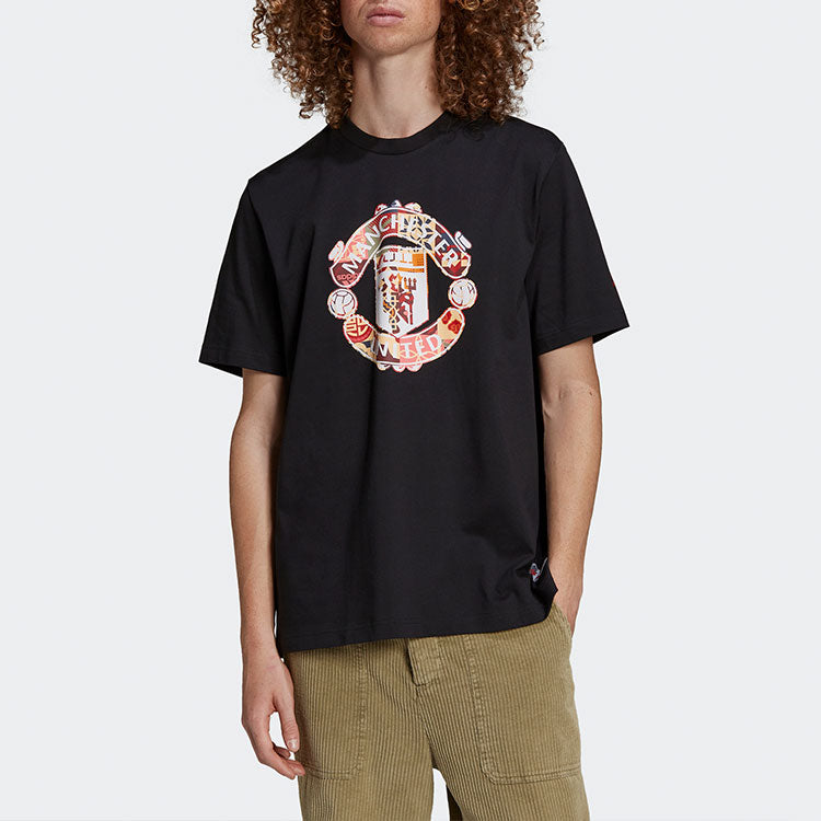 adidas Mufc Cny Tee limited Logo Printing Manchester United Soccer/Football Round Neck Short Sleeve Black H63996