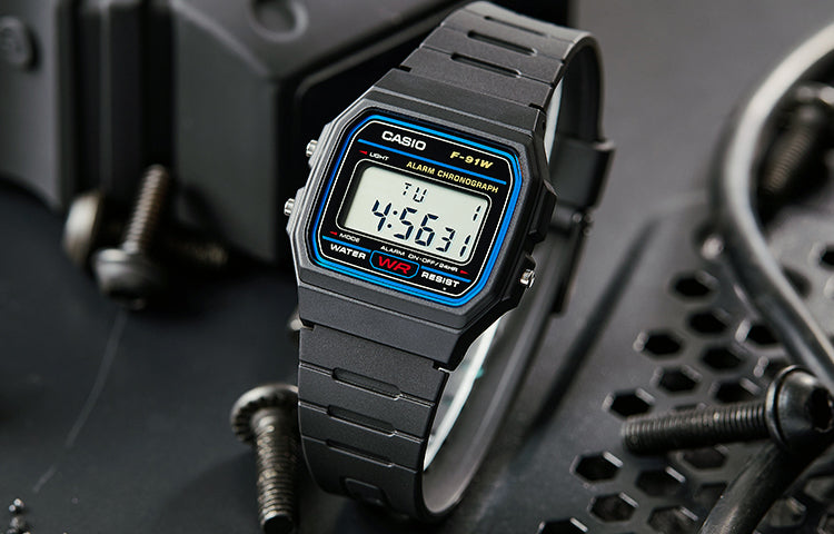 CASIO G Shock Waterproof Unisex Mens Black Digital F-91W-1