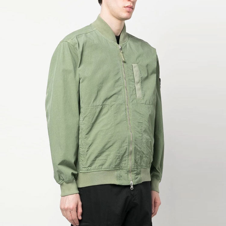 STONE ISLAND Cupro Cotton Twill Bomber Jacket 'Sage' 781542629-V0055