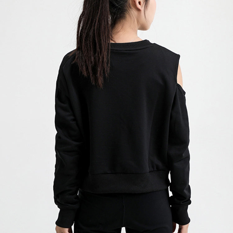 (WMNS) PUMA Fashion Crew Sweater 'Black Grey' 599046-01