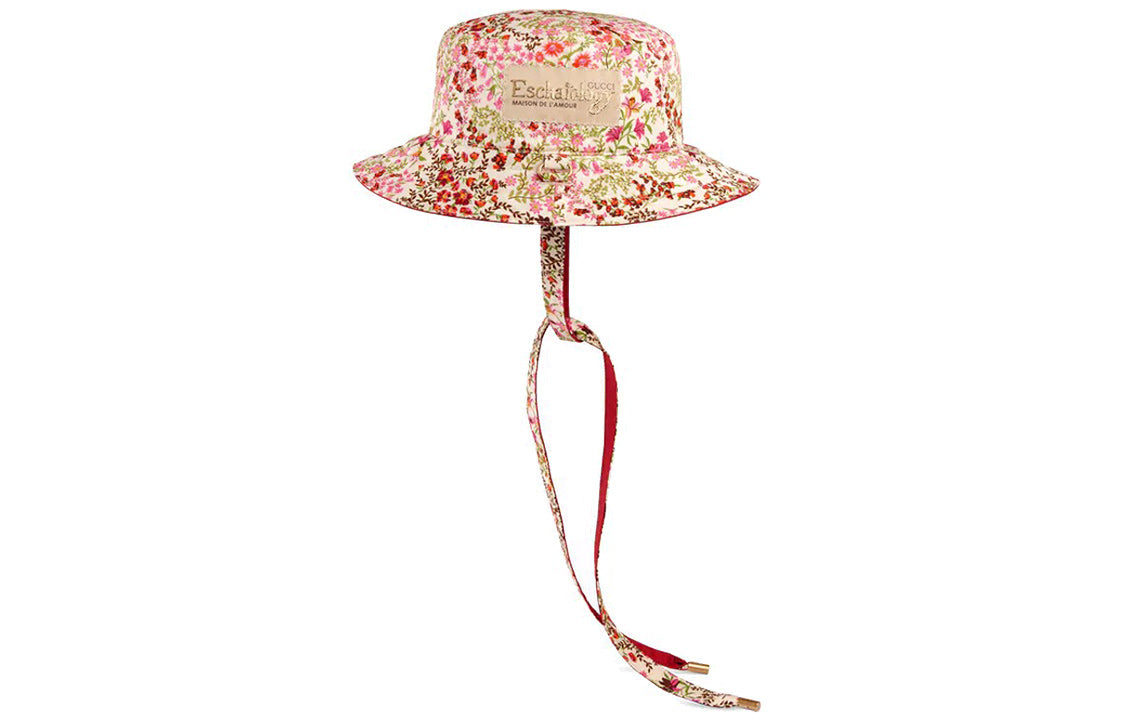Gucci Floral Print Hat With Gucci Eschatology Label 'Pink' 656165-4HAFM-9879