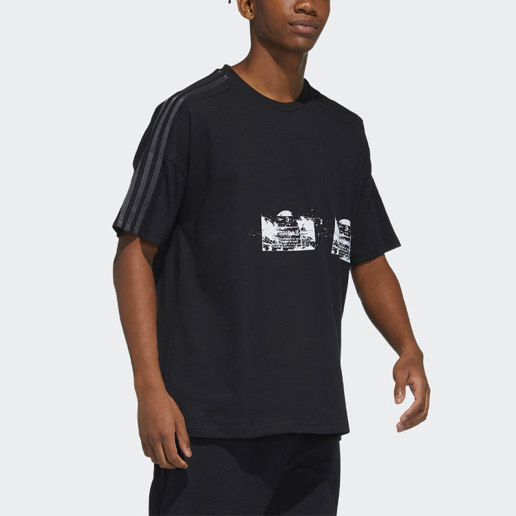 adidas M Artst Gr Tee Printing Sports Round Neck Short Sleeve Black GN0755