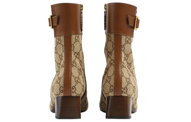(WMNS) Gucci Ankle boots with GG monogram 'Brown Beige' 700023-21HH0-2582