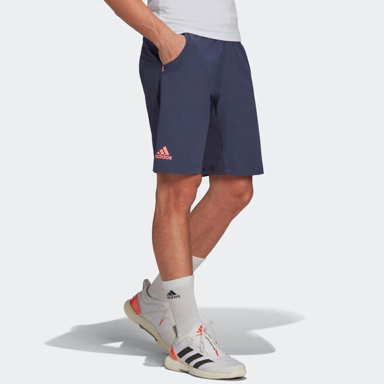 adidas Solid Color Elastic Waistband Lacing Sports Shorts Blue HB9148
