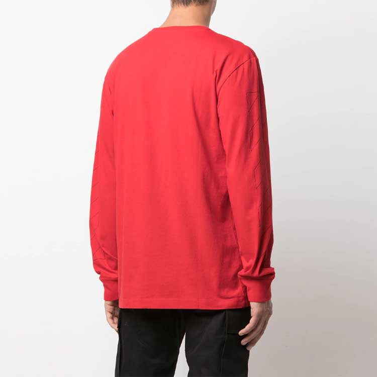 Off-White FW21 Logo Print Crewneck PulloverLong Sleeve Men's Red OMAB001S21JER0042510