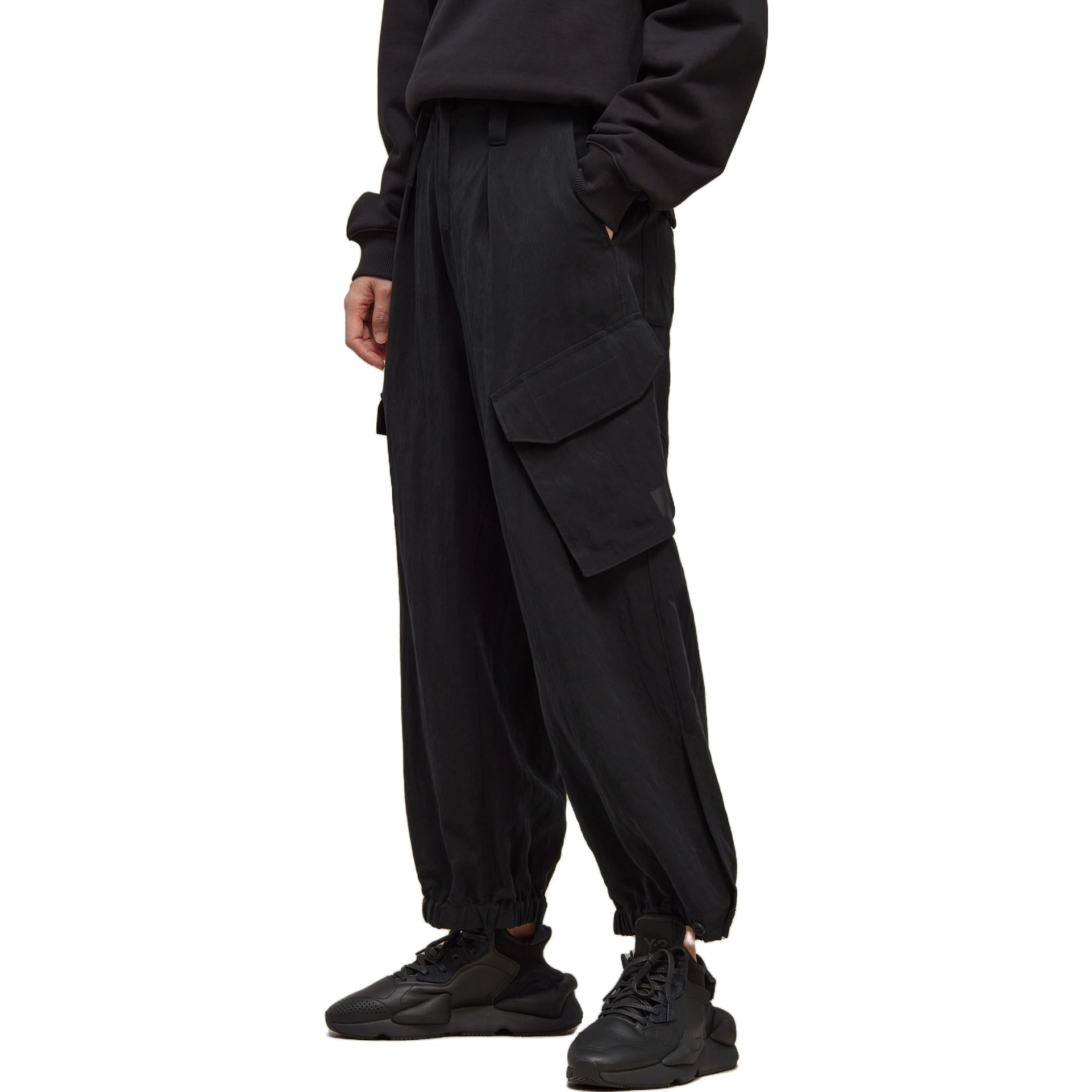 adidas Y-3 Crinkle Twill Cargo Pants 'Black' H63086