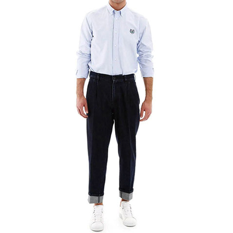Men's KENZO Pattern Logo Long Sleeves Shirt Sky Blue FA55CH-4001LD