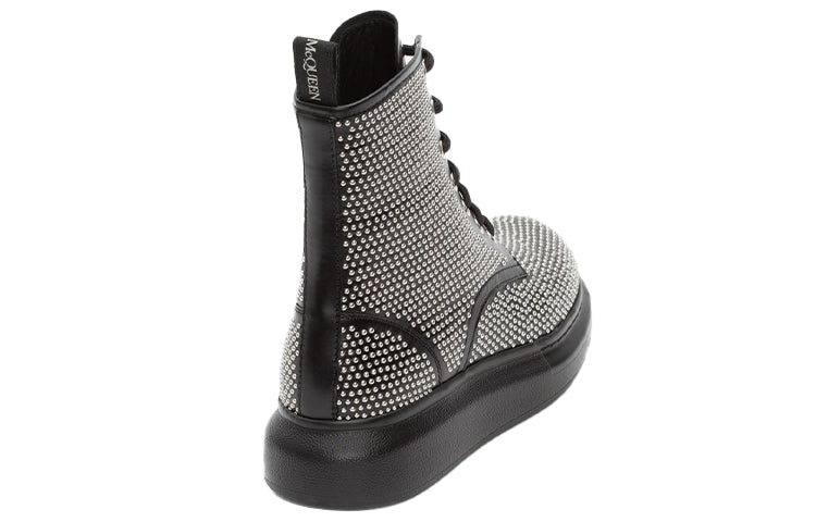 (WMNS) Alexander McQueen Hybrid Lace Up Boot 'Black Silver' 611701WHXHE1081