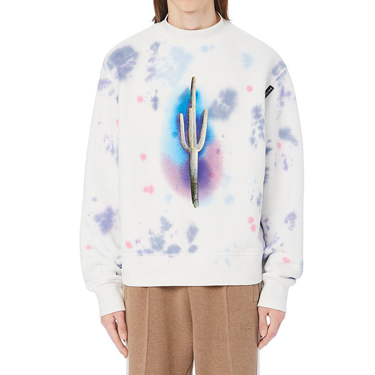 Men's PALM ANGELS Pattern Printing Tie Dye Pullover White PMBA043E20FLE0030155